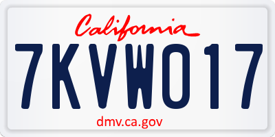 CA license plate 7KVW017
