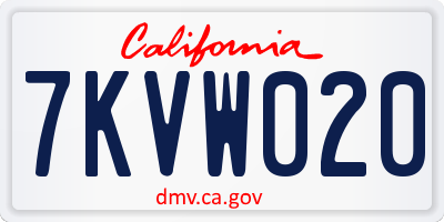 CA license plate 7KVW020