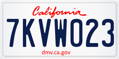 CA license plate 7KVW023