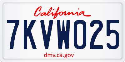 CA license plate 7KVW025