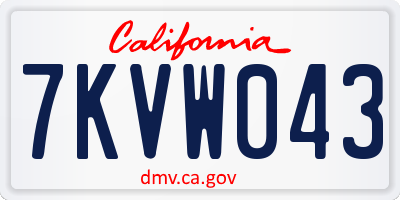 CA license plate 7KVW043