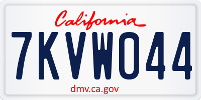 CA license plate 7KVW044