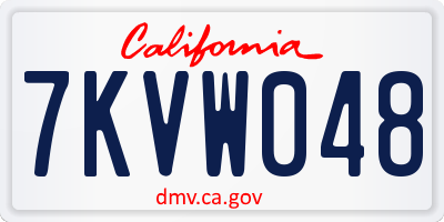 CA license plate 7KVW048