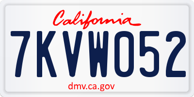 CA license plate 7KVW052