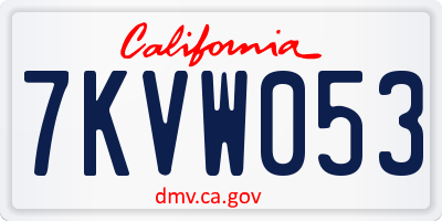 CA license plate 7KVW053