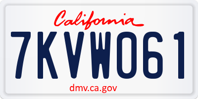 CA license plate 7KVW061