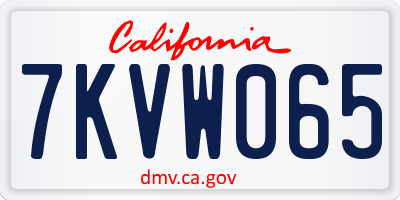 CA license plate 7KVW065