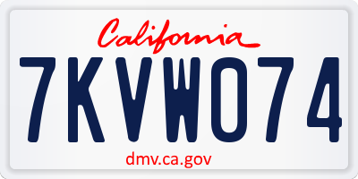 CA license plate 7KVW074