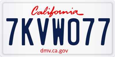 CA license plate 7KVW077