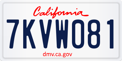 CA license plate 7KVW081