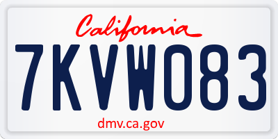 CA license plate 7KVW083