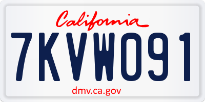 CA license plate 7KVW091