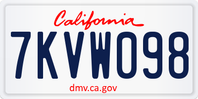 CA license plate 7KVW098