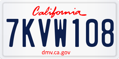 CA license plate 7KVW108