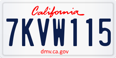 CA license plate 7KVW115