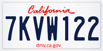 CA license plate 7KVW122