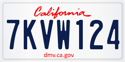 CA license plate 7KVW124