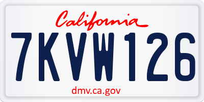 CA license plate 7KVW126