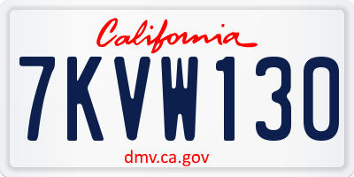 CA license plate 7KVW130