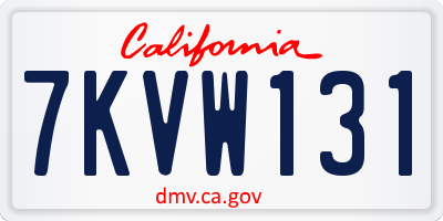 CA license plate 7KVW131