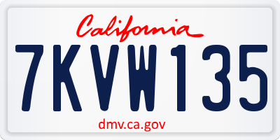 CA license plate 7KVW135