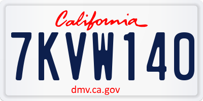 CA license plate 7KVW140