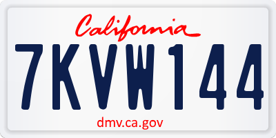 CA license plate 7KVW144