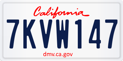 CA license plate 7KVW147