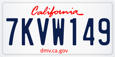 CA license plate 7KVW149