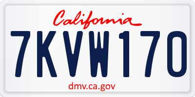 CA license plate 7KVW170