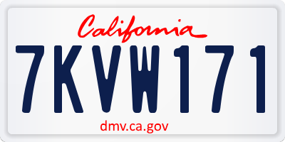 CA license plate 7KVW171