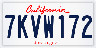 CA license plate 7KVW172