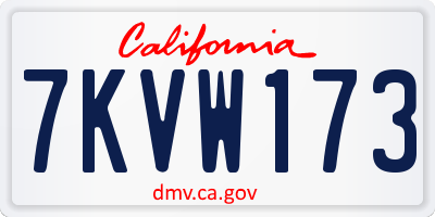 CA license plate 7KVW173
