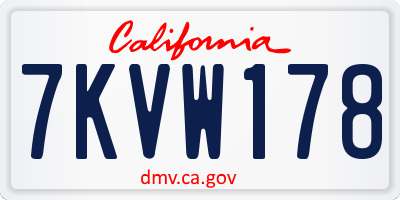 CA license plate 7KVW178