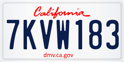 CA license plate 7KVW183