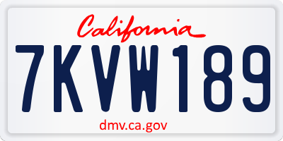 CA license plate 7KVW189