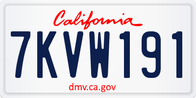 CA license plate 7KVW191