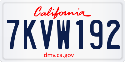 CA license plate 7KVW192