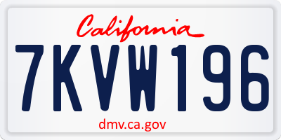 CA license plate 7KVW196