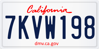 CA license plate 7KVW198