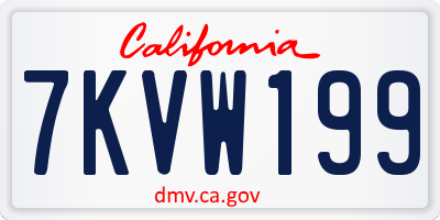CA license plate 7KVW199