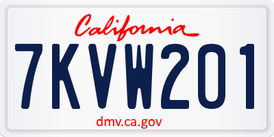 CA license plate 7KVW201