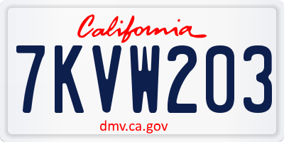 CA license plate 7KVW203