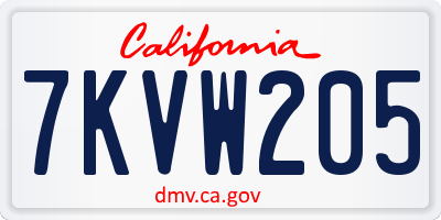 CA license plate 7KVW205