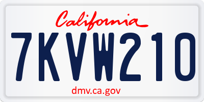 CA license plate 7KVW210