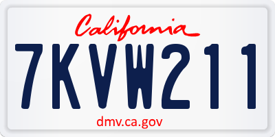 CA license plate 7KVW211
