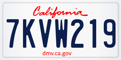 CA license plate 7KVW219