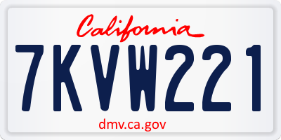 CA license plate 7KVW221