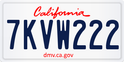 CA license plate 7KVW222