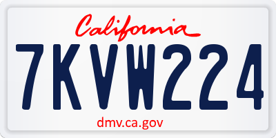 CA license plate 7KVW224